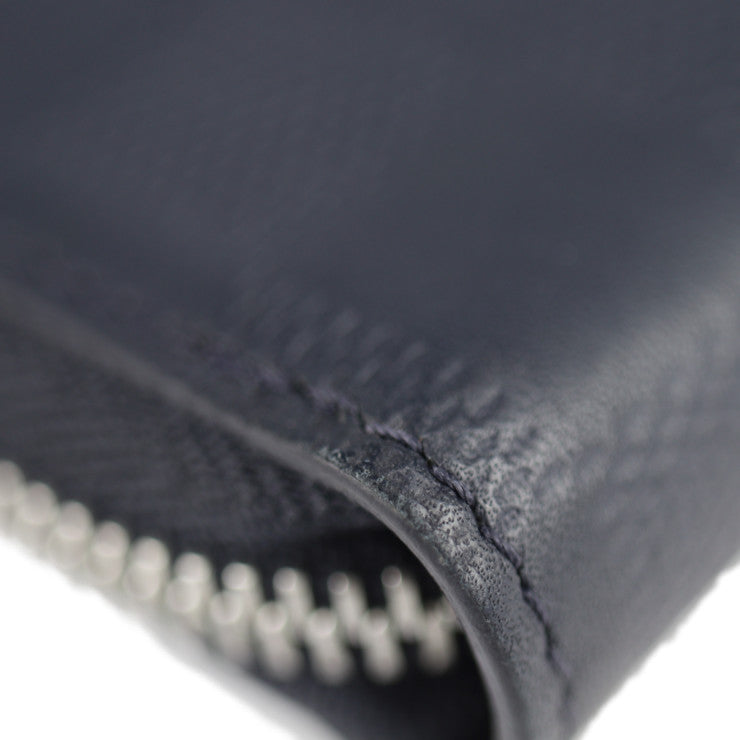 美品 LOUIS VUITTON ルイ ヴィトン ジッピーウォレット ヴェルティカル ダミエアンフィニ 長財布 N63324 レザー アストラル ダークネイビー系 シルバー金具 ラウンドファスナー アラウンドジップ ロングウォレット ビトン