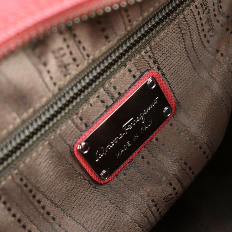 美品 Salvatore Ferragamo サルヴァトーレ フェラガモ ガンチーニ ハンドバッグ EE 21 B713 レザー ピンク系 ミニボストンバッグ