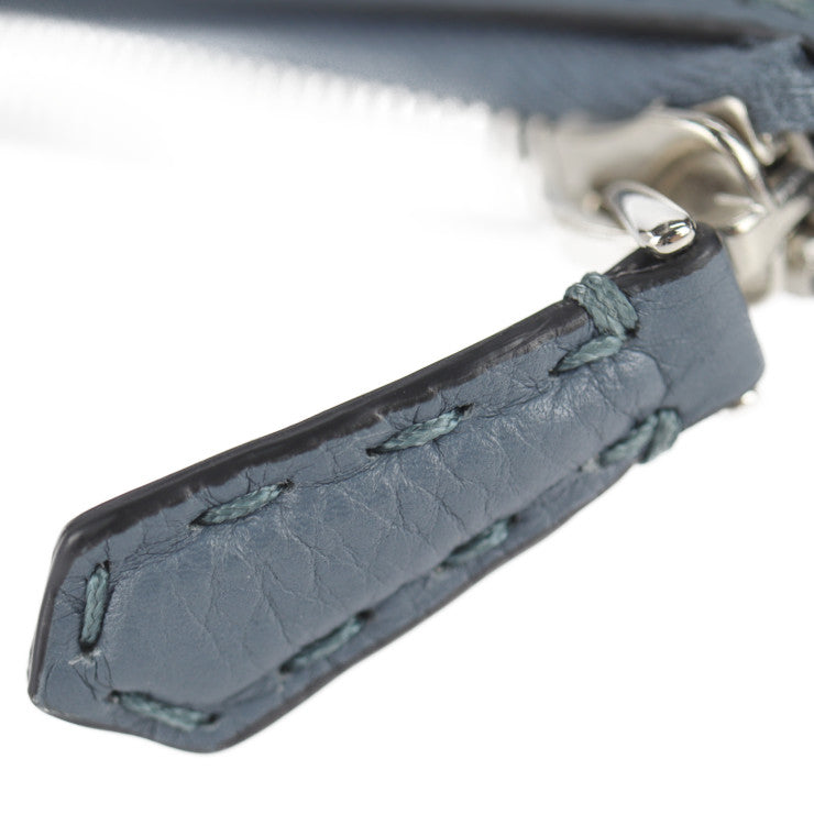 美品 FENDI フェンディ セレリア クラッチバッグ 7M0225 レザー ブルーグレー セカンドバッグ ハンドバッグ