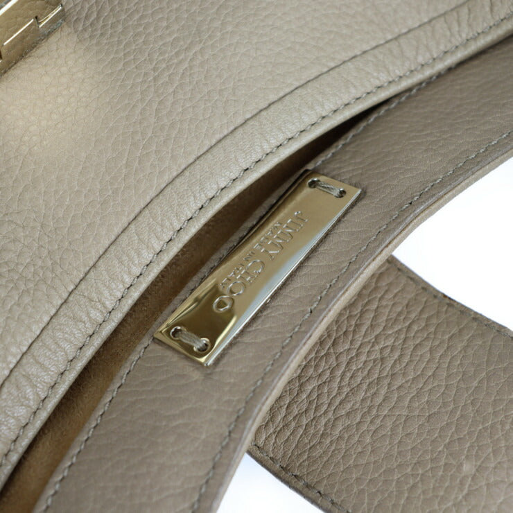 美品 JIMMY CHOO ジミーチュウ ワンショルダーバッグ ハンドバッグ レザー ベージュ系 ゴールド金具 トートバッグ