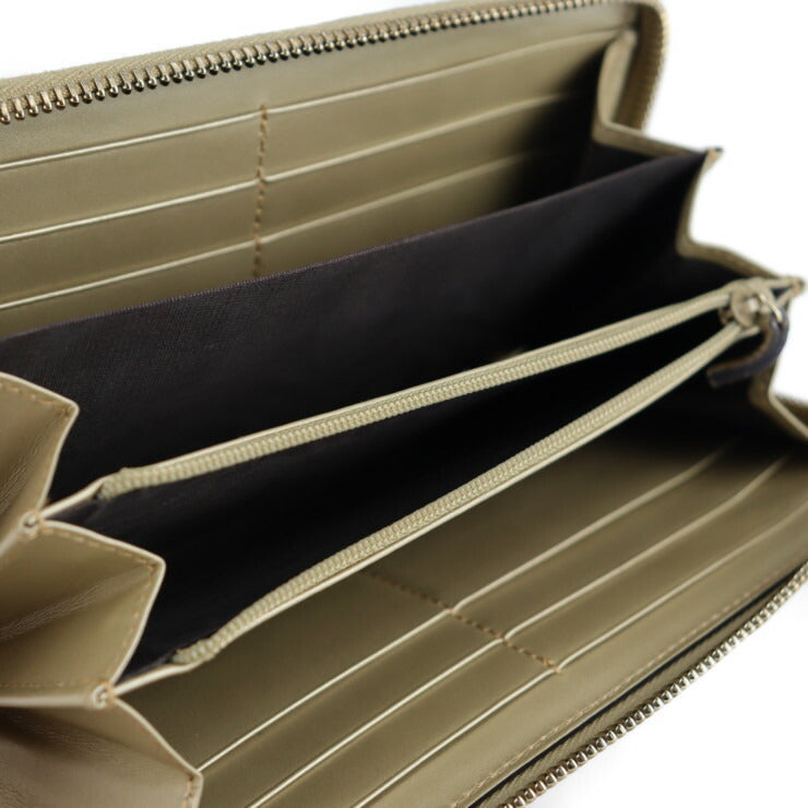 GUCCI グッチ グッチシマ 長財布 388680 レザー シャンパンゴールド リボン ラウンドファスナー ラウンドジップ