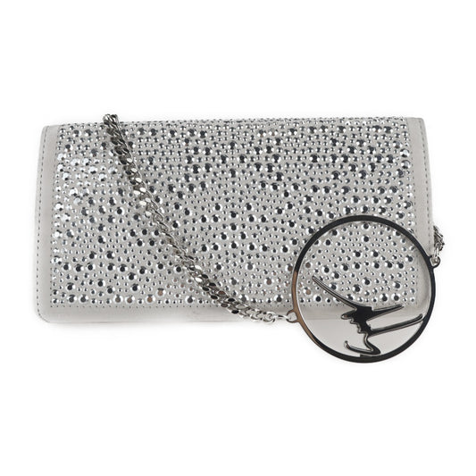 超美品 GIUSEPPE ZANOTTI ジュゼッペザノッティ 2WAY クラッチバッグ ショルダーバッグ IB80042 スウェード グレー系 シルバー金具 スタッズ チェーン スエード パーティーバッグ