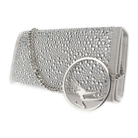 超美品 GIUSEPPE ZANOTTI ジュゼッペザノッティ 2WAY クラッチバッグ ショルダーバッグ IB80042 スウェード グレー系 シルバー金具 スタッズ チェーン スエード パーティーバッグ