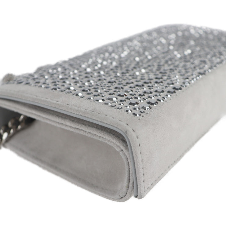 超美品 GIUSEPPE ZANOTTI ジュゼッペザノッティ 2WAY クラッチバッグ ショルダーバッグ IB80042 スウェード グレー系 シルバー金具 スタッズ チェーン スエード パーティーバッグ