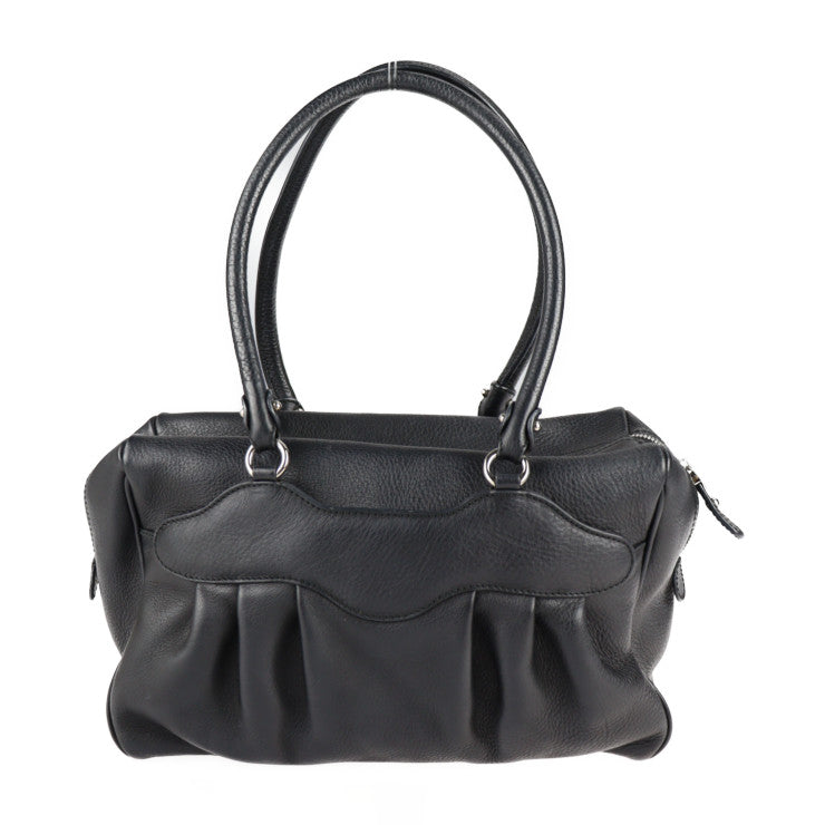 美品 Salvatore Ferragamo サルヴァトーレ フェラガモ ガンチーニ ハンドバッグ 21 6880 レザー ブラック シルバー金具 ショルダーバッグ