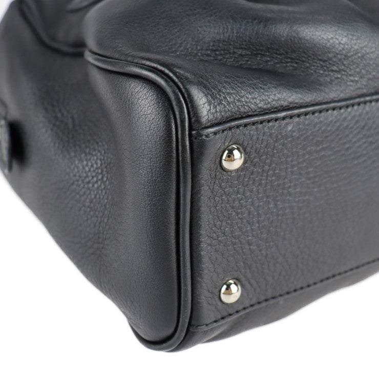 美品 Salvatore Ferragamo サルヴァトーレ フェラガモ ガンチーニ ハンドバッグ 21 6880 レザー ブラック シルバー金具 ショルダーバッグ