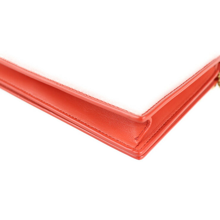 超美品 CELINE セリーヌ フレーム イブニング チェーンウォレット クラッチバッグ 107773 レザー POPPY レッド系 CLOUD グレー系 2WAY チェーンショルダーバッグ 斜め掛け 肩掛け