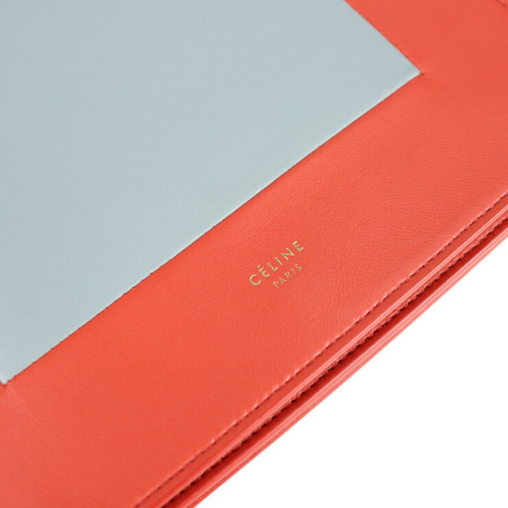 超美品 CELINE セリーヌ フレーム イブニング チェーンウォレット クラッチバッグ 107773 レザー POPPY レッド系 CLOUD グレー系 2WAY チェーンショルダーバッグ 斜め掛け 肩掛け