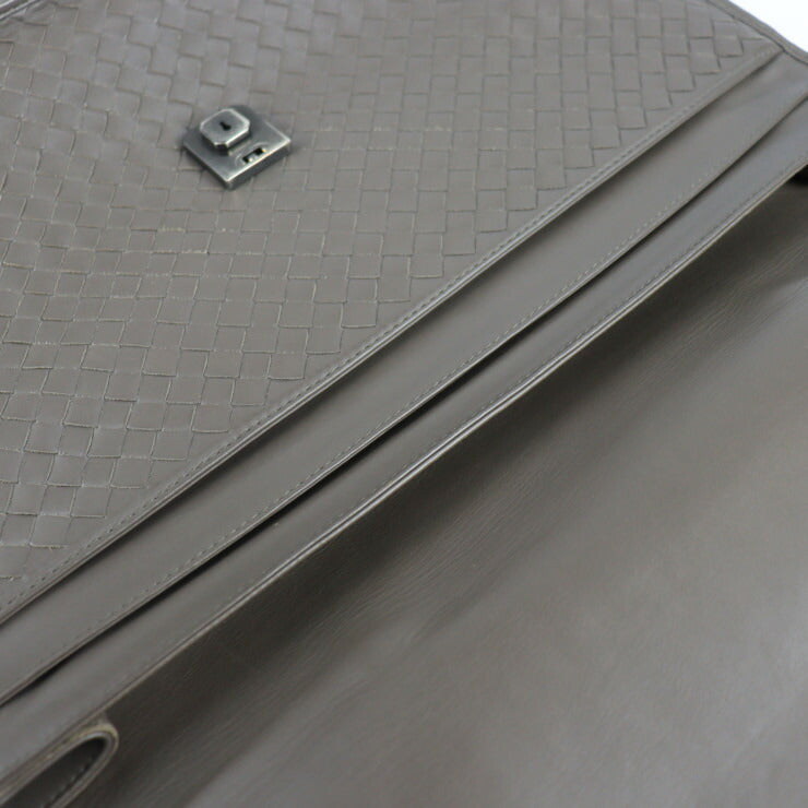 BOTTEGAVENETA ボッテガヴェネタ イントレチャート ビジネスバッグ 170238 レザー グレー ブリーフケース フラップ
