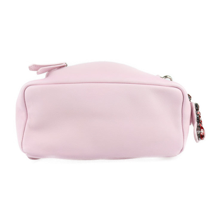 美品 FENDI フェンディ バイザウェイ ビジュー By The Way リュック・デイパック 8BZ036 レザー クリスタル ピンク バックパック リュックサック ミニバッグ ハンドル付 鰐モチーフ キーリング付き