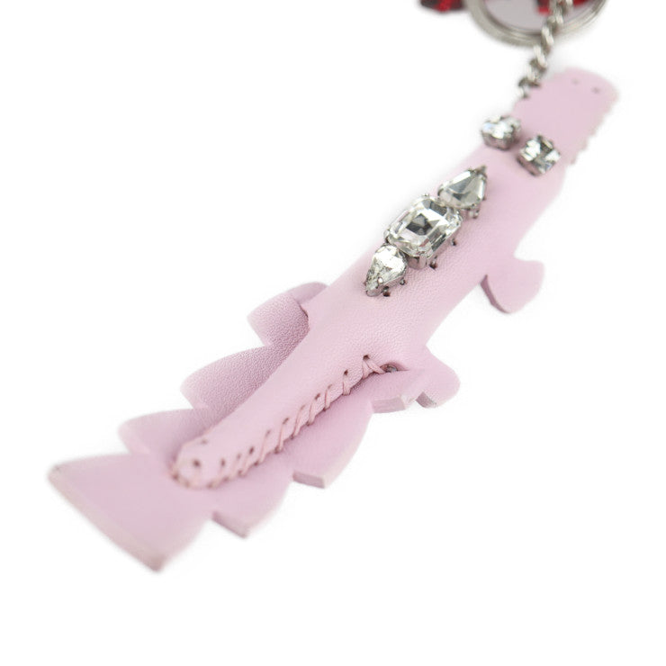 美品 FENDI フェンディ バイザウェイ ビジュー By The Way リュック・デイパック 8BZ036 レザー クリスタル ピンク バックパック リュックサック ミニバッグ ハンドル付 鰐モチーフ キーリング付き