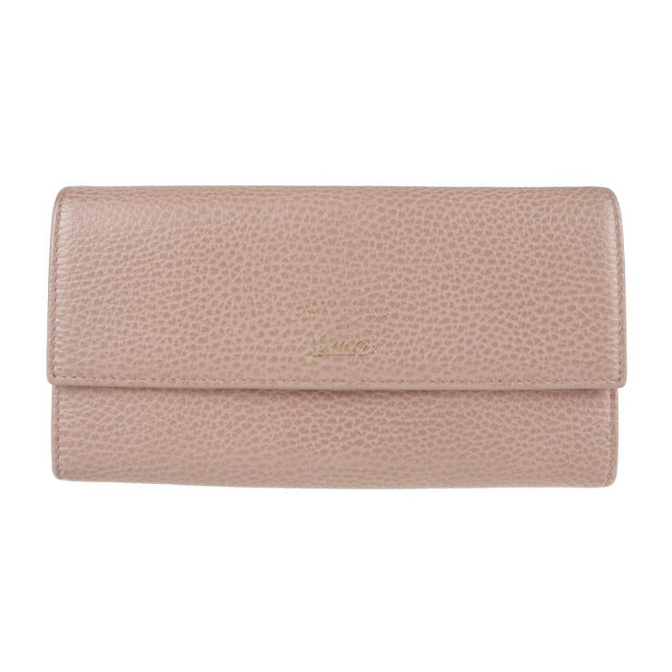 美品 GUCCI グッチ スウィング コンチネンタル ウォレット 長財布 354496 レザー ピンク系 ゴールド金具 フラップ