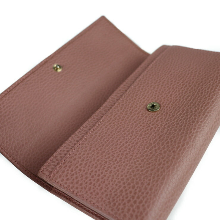 美品 GUCCI グッチ スウィング コンチネンタル ウォレット 長財布 354496 レザー ピンク系 ゴールド金具 フラップ