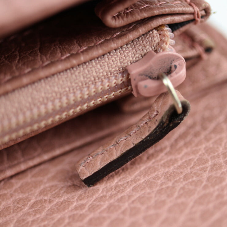 美品 GUCCI グッチ スウィング コンチネンタル ウォレット 長財布 354496 レザー ピンク系 ゴールド金具 フラップ