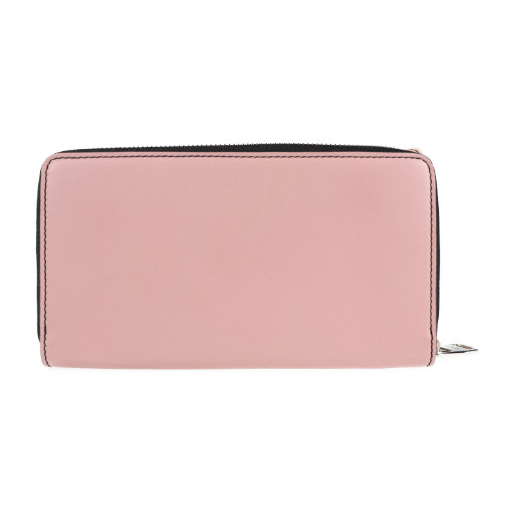新品未使用展示品 Alexander McQueen アレキサンダーマックイーン ラウンドジップ ウォレット 長財布 554214 レザー ピンク ベージュ シルバー金具 ラウンドファスナー
