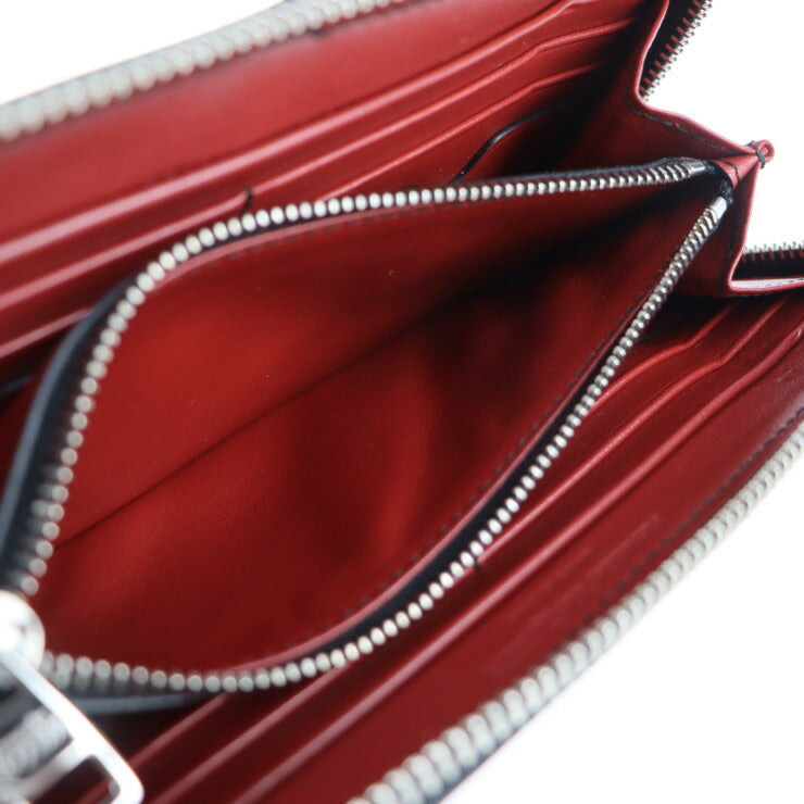 新品未使用展示品 Alexander McQueen アレキサンダーマックイーン ラウンドジップ ウォレット 長財布 554214 レザー ピンク ベージュ シルバー金具 ラウンドファスナー