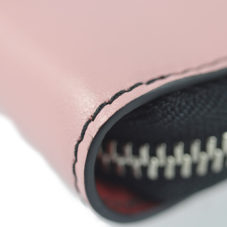 新品未使用展示品 Alexander McQueen アレキサンダーマックイーン ラウンドジップ ウォレット 長財布 554214 レザー ピンク ベージュ シルバー金具 ラウンドファスナー