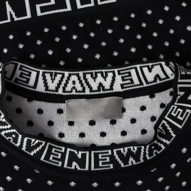 超美品 DIOR HOMME ディオールオム アパレル ニット 733M632ZT649 表記サイズ XS ウール66％ ポリエステル34％ ブラック 長袖 トップス ドット柄
