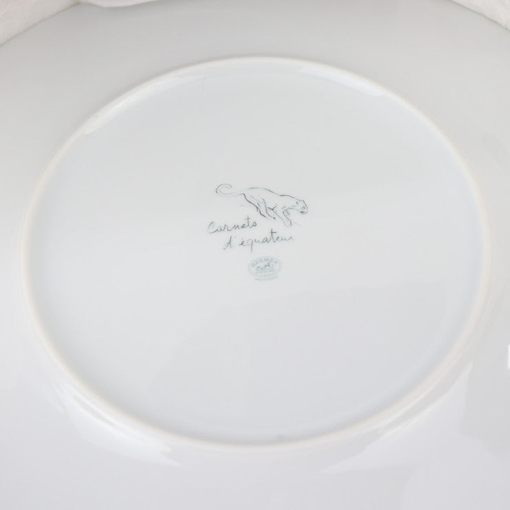 新品未使用展示品 HERMES エルメス 赤道直下のスケッチ 食器 - 陶磁器 ペールアクア系 マルチカラー 日本未入荷 サービング プレート 大皿 32cm 猿 アニマル 2点セット