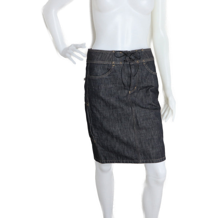 超美品 GUCCI グッチ スカート スカート 091768 ＃40 コットンデニム ブラック タイト ひざ丈スカート ジーンズ