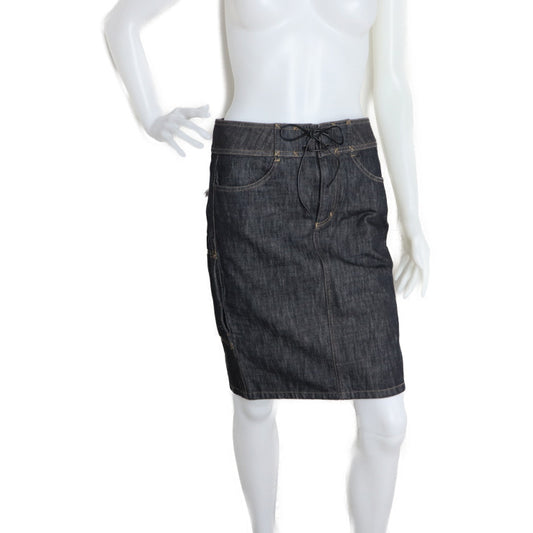 超美品 GUCCI グッチ スカート スカート 091768 ＃40 コットンデニム ブラック タイト ひざ丈スカート ジーンズ