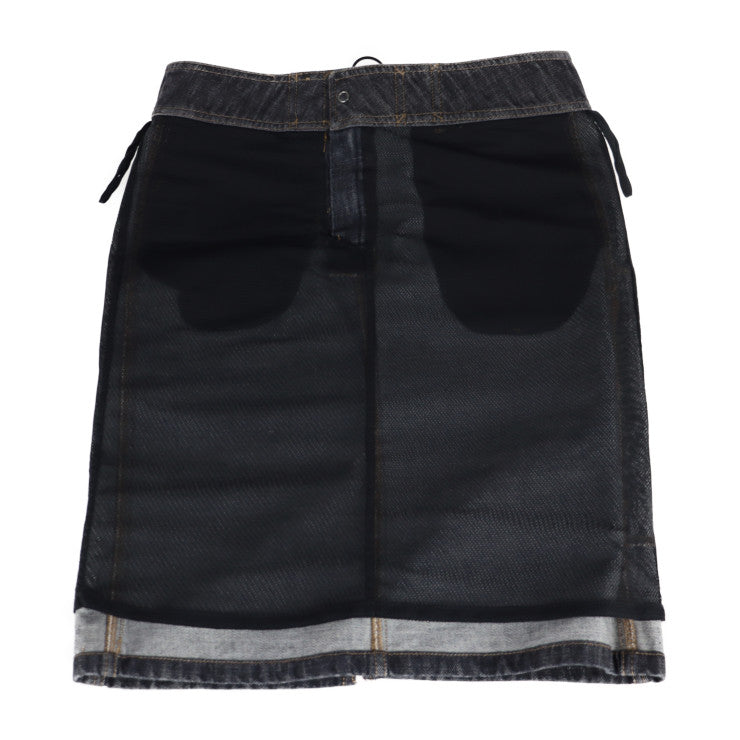 超美品 GUCCI グッチ スカート スカート 091768 ＃40 コットンデニム ブラック タイト ひざ丈スカート ジーンズ