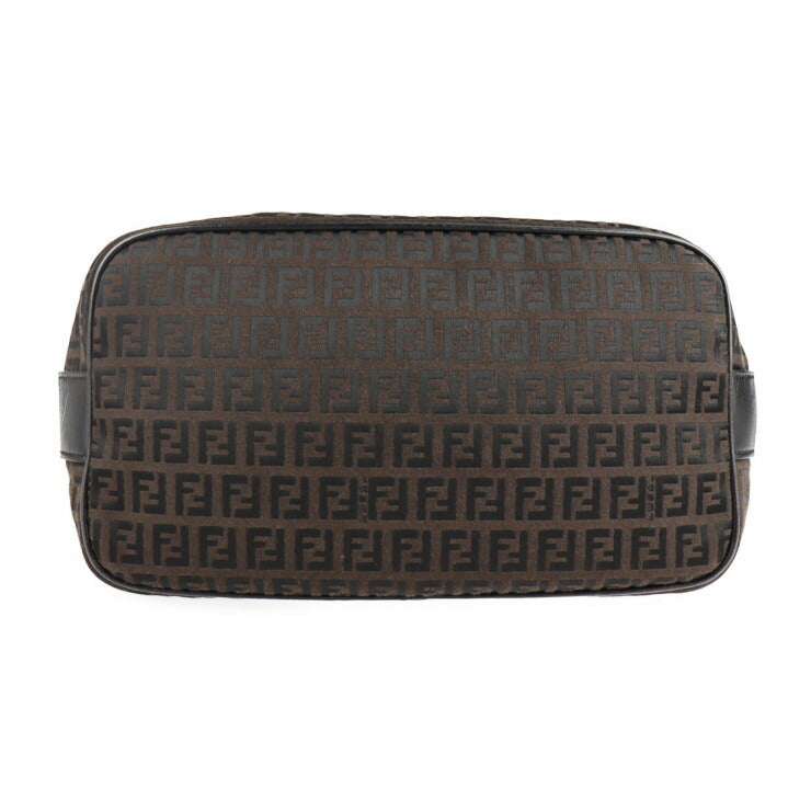 美品 FENDI フェンディ ズッキーノ ショルダーバッグ 7VA003 キャンバス レザー ダークブラウン ブラック メッセンジャーバッグ トートバッグ