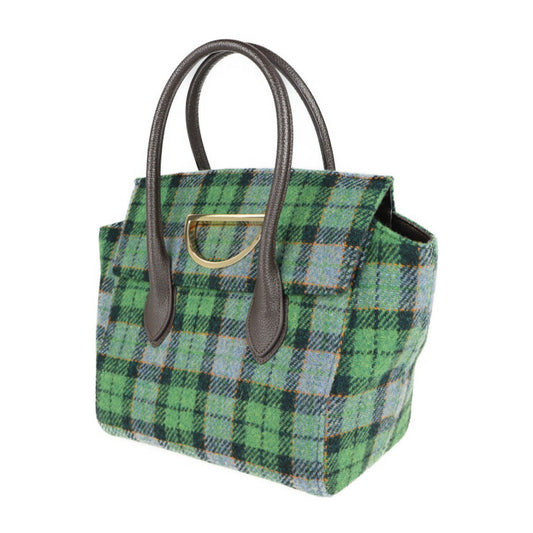 新古未使用展示品 Samantha Thavasa サマンサタバサ バイオレットD ハリスツイード コラボ ハンドバッグ 1720115471 グリーン系 ダークブラウン ゴールド金具 2WAY ショルダーバッグ チェック柄