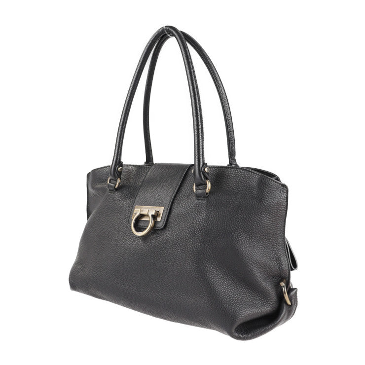 Salvatore Ferragamo サルヴァトーレ フェラガモ ガンチーニ トートバッグ AU21 B182 レザー ブラック ミニボストンバッグ