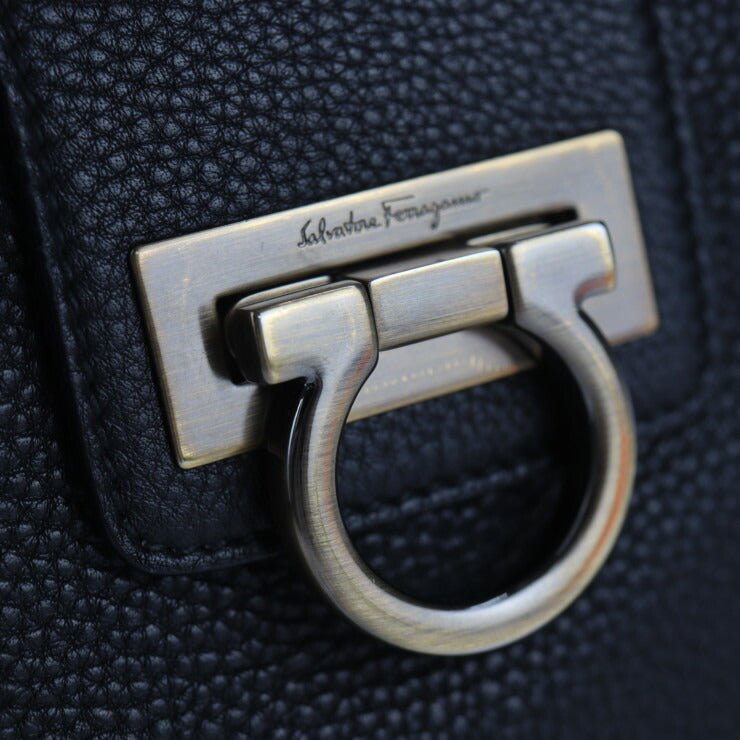Salvatore Ferragamo サルヴァトーレ フェラガモ ガンチーニ トートバッグ AU21 B182 レザー ブラック ミニボストンバッグ