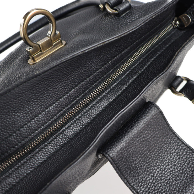 Salvatore Ferragamo サルヴァトーレ フェラガモ ガンチーニ トートバッグ AU21 B182 レザー ブラック ミニボストンバッグ