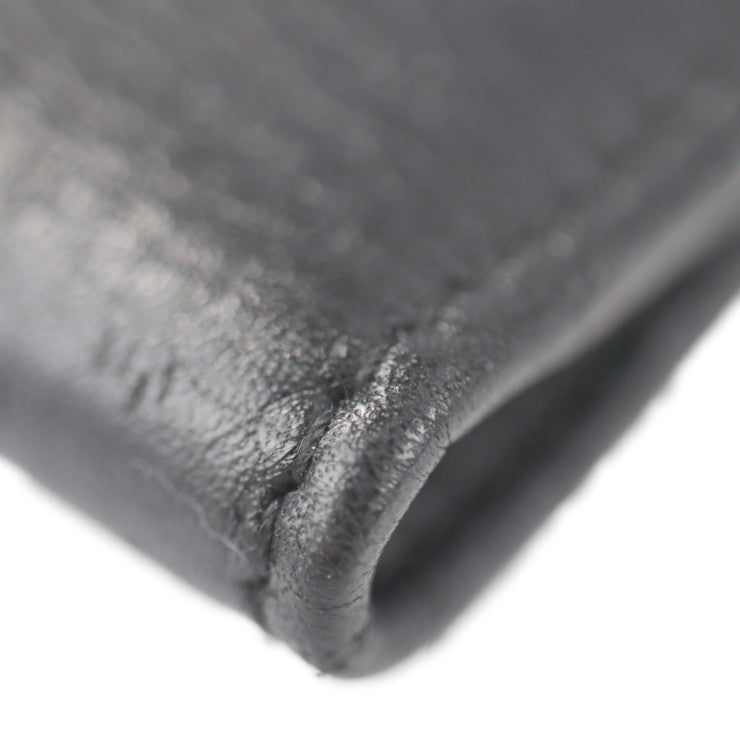 美品 Salvatore Ferragamo サルヴァトーレ フェラガモ ガンチーニ 長財布 22 7221 レザー ブラック 編み込み柄 二つ折り財布