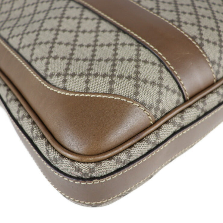 美品 GUCCI グッチ ディアマンテ ビジネスバッグ 267898 PVC レザー ベージュ ブラウン 2WAY ブリーフケース