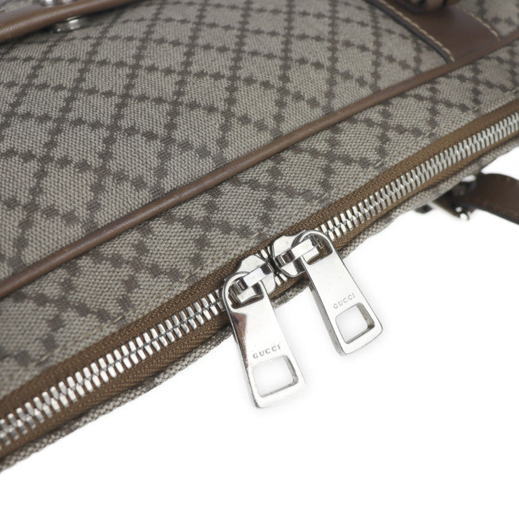 美品 GUCCI グッチ ディアマンテ ビジネスバッグ 267898 PVC レザー ベージュ ブラウン 2WAY ブリーフケース