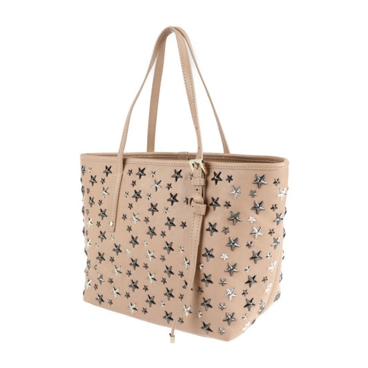 超美品 JIMMY CHOO ジミーチュウ SASHA サシャＳ トートバッグ - レザー ピンクベージュ系 ハンドバッグ ショルダーバッグ ショッピングバッグ スタースタッズ