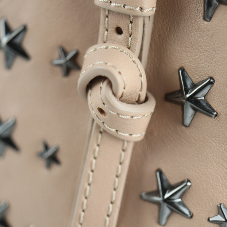 超美品 JIMMY CHOO ジミーチュウ SASHA サシャＳ トートバッグ - レザー ピンクベージュ系 ハンドバッグ ショルダーバッグ ショッピングバッグ スタースタッズ