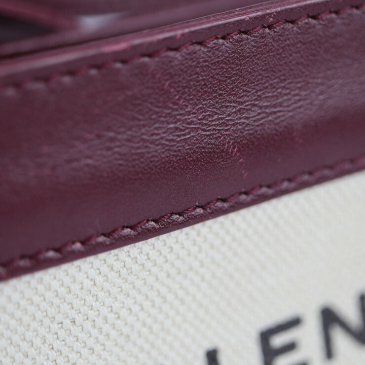 美品 BALENCIAGA バレンシアガ ネイビーポシェット ショルダーバッグ 390641 キャンバス レザー ベージュ ボルドー メッセンジャーバッグ ミニショルダーバッグ