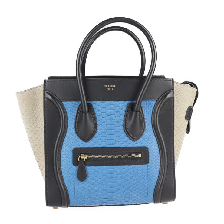 CELINE セリーヌ マイクロショッパー ラゲージ トートバッグ 167794 パイソン レザー ブラック ブルー ベージュ エキゾチックレザー