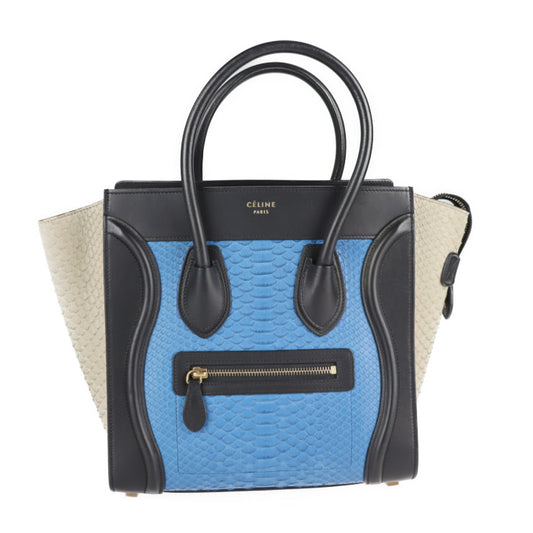 CELINE セリーヌ マイクロショッパー ラゲージ トートバッグ 167794 パイソン レザー ブラック ブルー ベージュ エキゾチックレザー