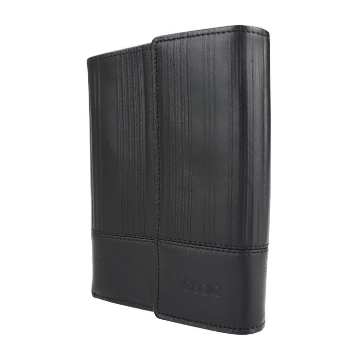 新古未使用展示品 Gianni Versace ジャンニ ヴェルサーチ 財布 三つ折り財布 - レザー ブラック シルバー金具 がま口 ミディアムウォレット