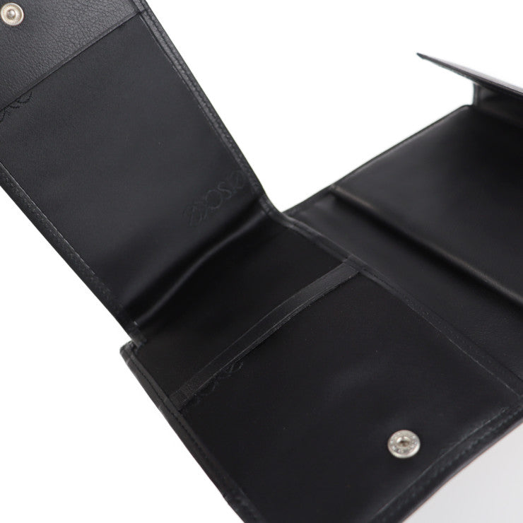 新古未使用展示品 Gianni Versace ジャンニ ヴェルサーチ 財布 三つ折り財布 - レザー ブラック シルバー金具 がま口 ミディアムウォレット