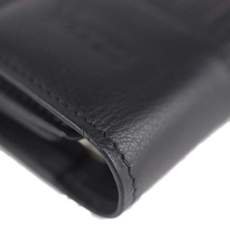 新古未使用展示品 Gianni Versace ジャンニ ヴェルサーチ 財布 三つ折り財布 - レザー ブラック シルバー金具 がま口 ミディアムウォレット