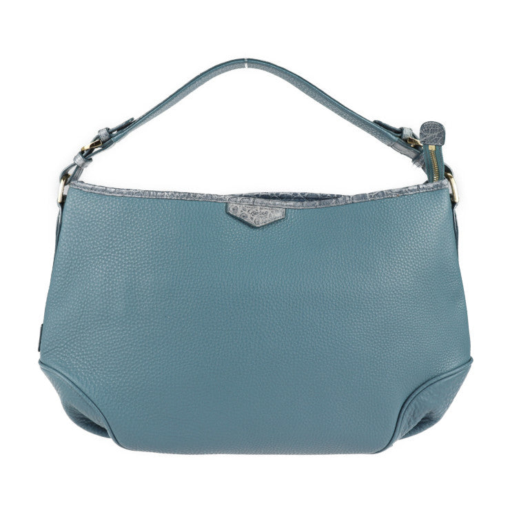 美品 LEATHER JEWELS レザージュエルズ バッグ ショルダーバッグ 71031A レザー クロコダイル ブルージーン ゴールド金具 2WAY ハンドバッグ