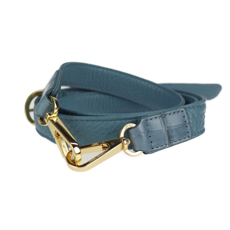 美品 LEATHER JEWELS レザージュエルズ バッグ ショルダーバッグ 71031A レザー クロコダイル ブルージーン ゴールド金具 2WAY ハンドバッグ