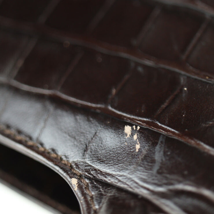 Salvatore Ferragamo サルヴァトーレ フェラガモ トートバッグ ヴァラ ハンドバッグ 21 7755 クロコ型押しレザー ダークブラウン ゴールド金具 2WAY ショルダーバッグ