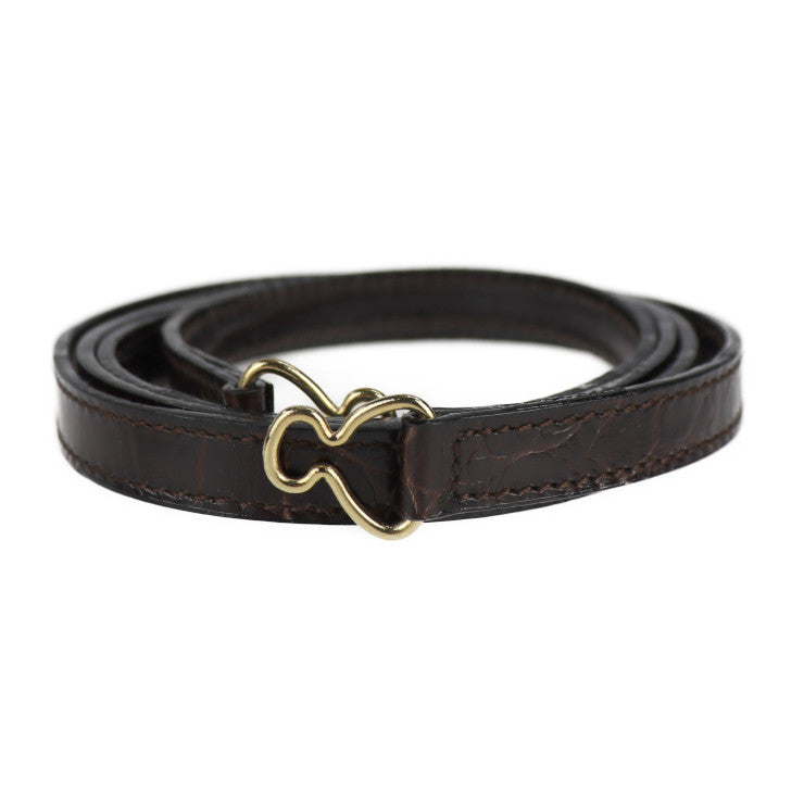 Salvatore Ferragamo サルヴァトーレ フェラガモ トートバッグ ヴァラ ハンドバッグ 21 7755 クロコ型押しレザー ダークブラウン ゴールド金具 2WAY ショルダーバッグ