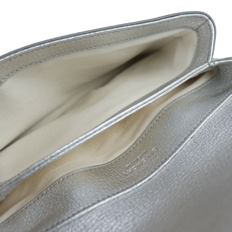 美品 GIVENCHY ジバンシィ デュエット ショルダーバッグ BB500VB01C レザー シルバー アイボリー ブラウン フラップ