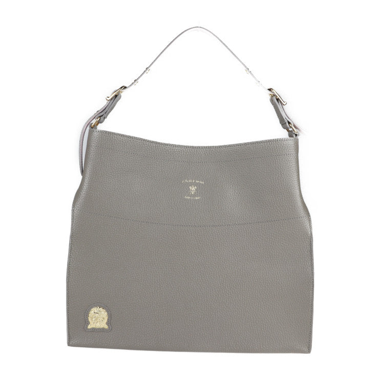 超美品 ADMJ エーディーエムジェイ ショルダーバッグ ハンドバッグ ポーチ付き レザー グレージュ系 ゴールド金具