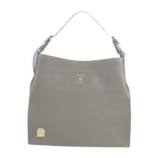 超美品 ADMJ エーディーエムジェイ ショルダーバッグ ハンドバッグ ポーチ付き レザー グレージュ系 ゴールド金具