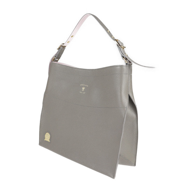 超美品 ADMJ エーディーエムジェイ ショルダーバッグ ハンドバッグ ポーチ付き レザー グレージュ系 ゴールド金具